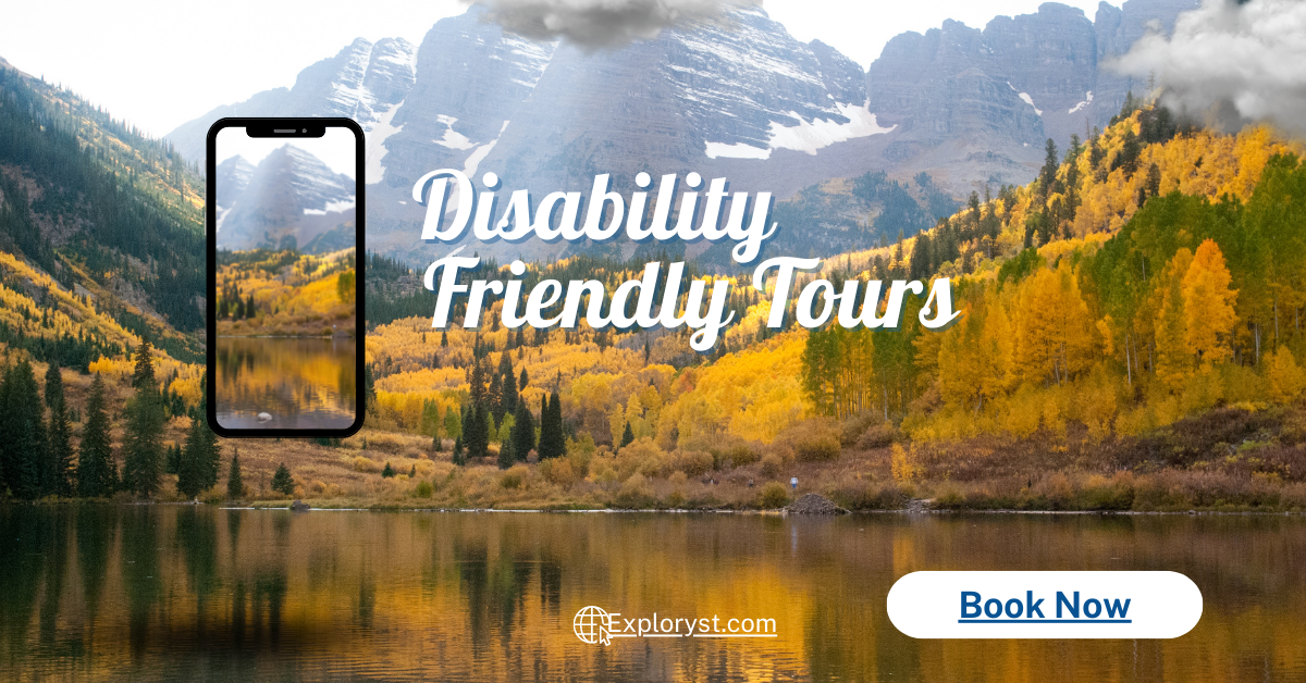 Disability-Friendly tours on a mountain background.