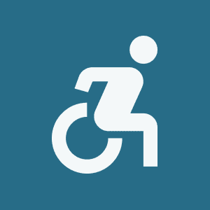 person using a wheelchair icon on a blue icon